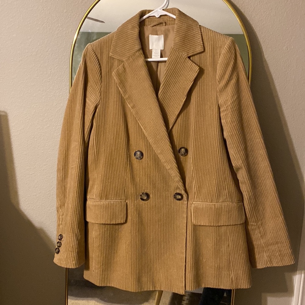 H&M Corduroy Double Breasted Oversized Blazer Jacket